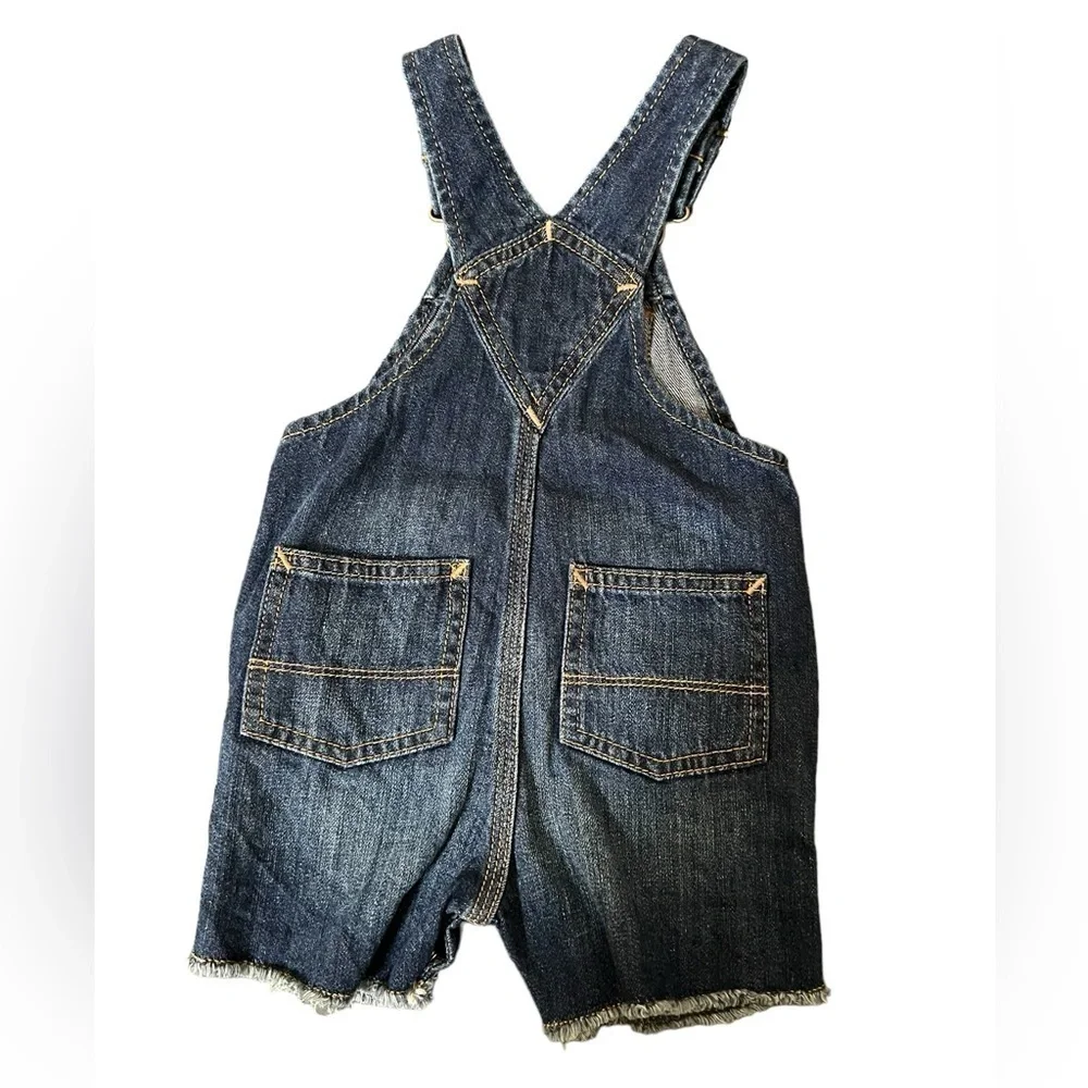 6-12 months overalls baby Gap dungarees jean shorts w/frayed ends 5 pockets